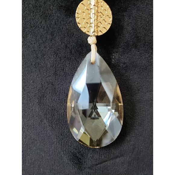 Women's Gold Collar Necklace Crystal Teardrop Pendant Lobster Clasp Elegant - Picture 4 of 6